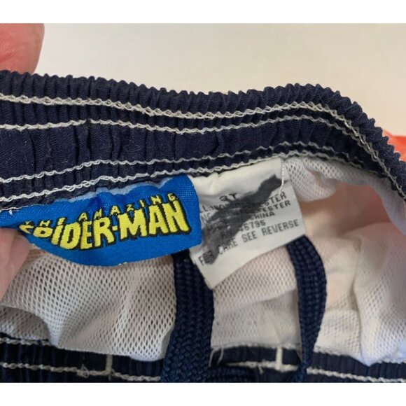 The Amazing Spiderman Boys Size 3T Swim Trunks Shorts Marvel Red Blue - Picture 2 of 3